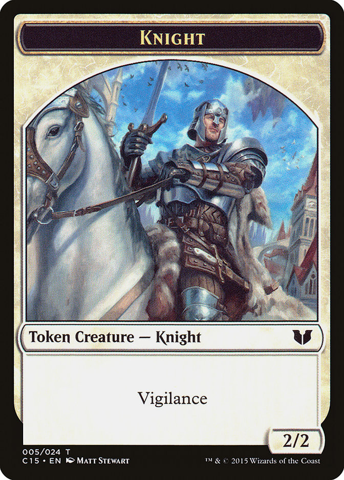 Knight (005) // Spirit (023) Double-Sided Token [Commander 2015 Tokens] | Fandemonia Ltd