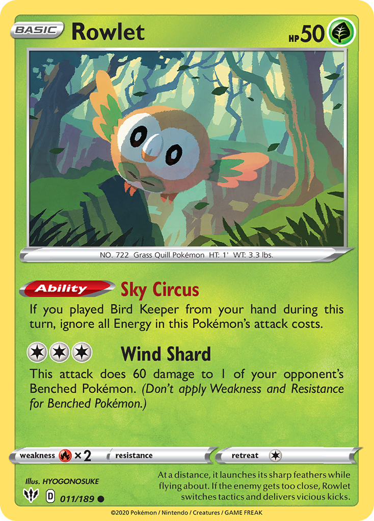 Rowlet (011/189) [Sword & Shield: Darkness Ablaze] | Fandemonia Ltd