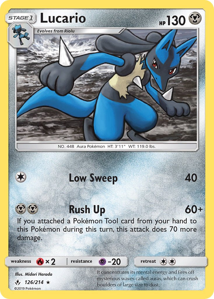 Lucario (126/214) (Theme Deck Exclusive) [Sun & Moon: Unbroken Bonds] | Fandemonia Ltd