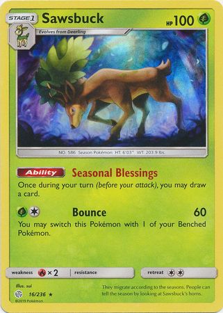 Sawsbuck (16/236) (Build & Battle Box Exclusive) [Sun & Moon: Cosmic Eclipse] | Fandemonia Ltd
