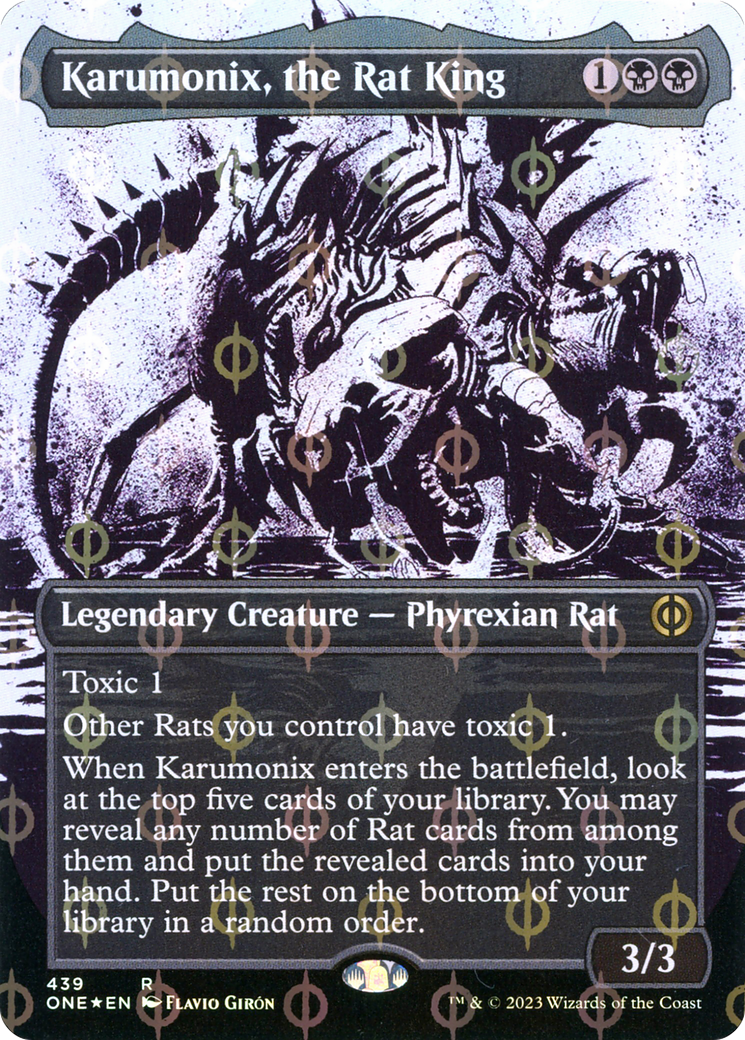 Karumonix, the Rat King (Borderless Ichor Step-and-Compleat Foil) [Phyrexia: All Will Be One] | Fandemonia Ltd