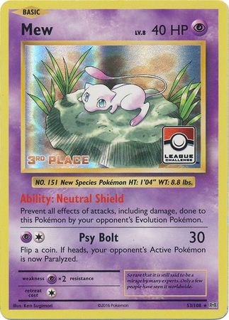Mew (53/108) (League Promo 3rd Place) [XY: Evolutions] | Fandemonia Ltd