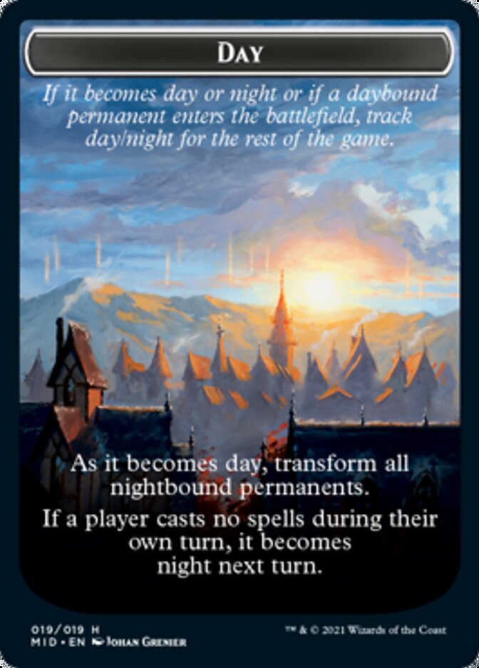 Day // Night Double-sided Token [Innistrad: Midnight Hunt Tokens] | Fandemonia Ltd