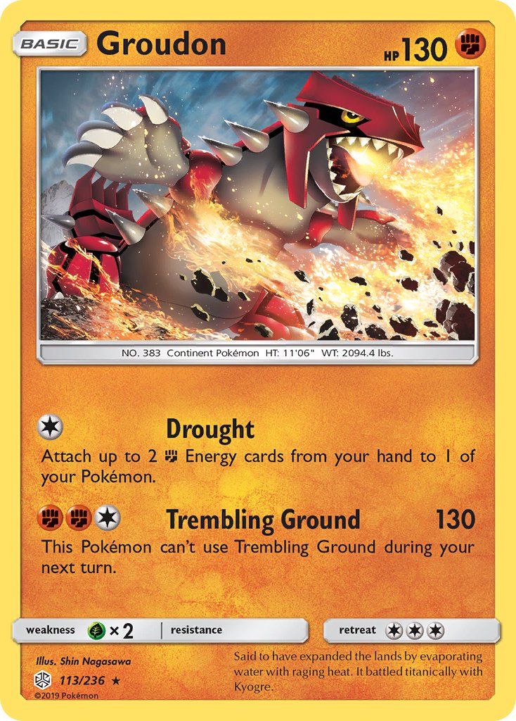 Groudon (113/236) (Cracked Ice Holo) (Theme Deck Exclusive) [Sun & Moon: Cosmic Eclipse] | Fandemonia Ltd