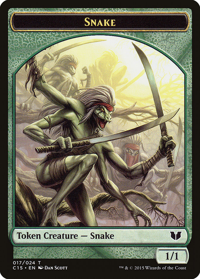 Snake (017) // Saproling Double-Sided Token [Commander 2015 Tokens] | Fandemonia Ltd