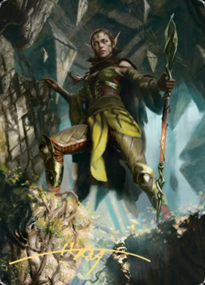 Nissa of Shadowed Boughs 1 Art Card (Gold-Stamped Signature) [Zendikar Rising Art Series] | Fandemonia Ltd