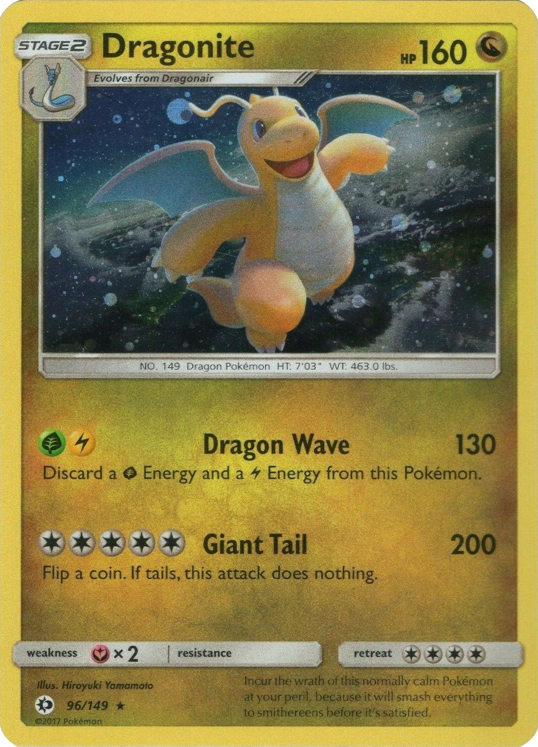Dragonite (96/149) (Cosmos Holo) [Sun & Moon: Base Set] | Fandemonia Ltd