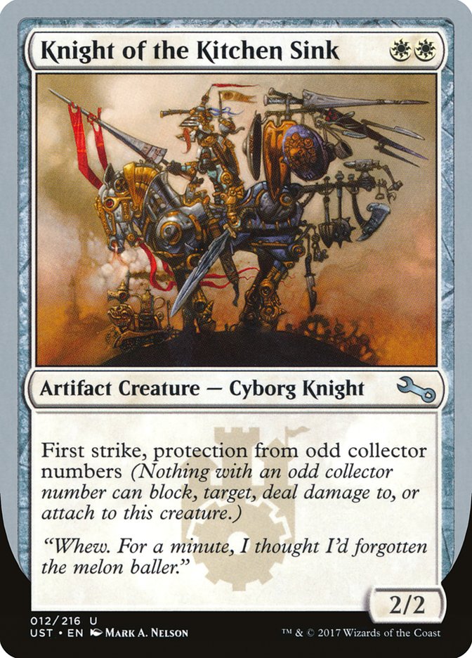 Knight of the Kitchen Sink ("protection from odd collector numbers") [Unstable] | Fandemonia Ltd