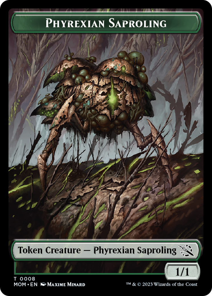 Warrior // Phyrexian Saproling Double-Sided Token [March of the Machine Tokens] | Fandemonia Ltd