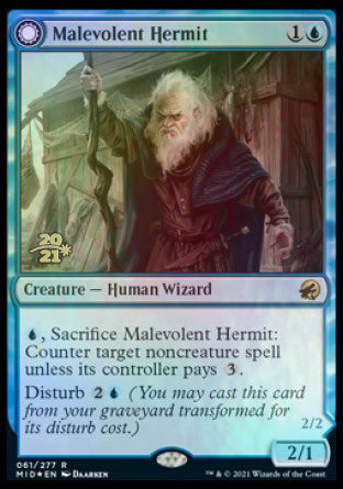Malevolent Hermit // Benevolent Geist [Innistrad: Midnight Hunt Prerelease Promos] | Fandemonia Ltd