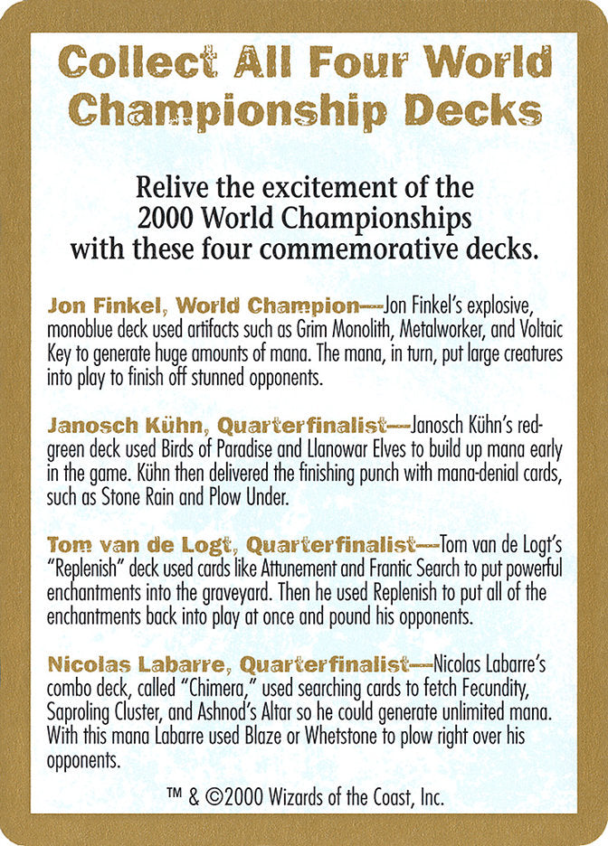 2000 World Championships Ad [World Championship Decks 2000] | Fandemonia Ltd