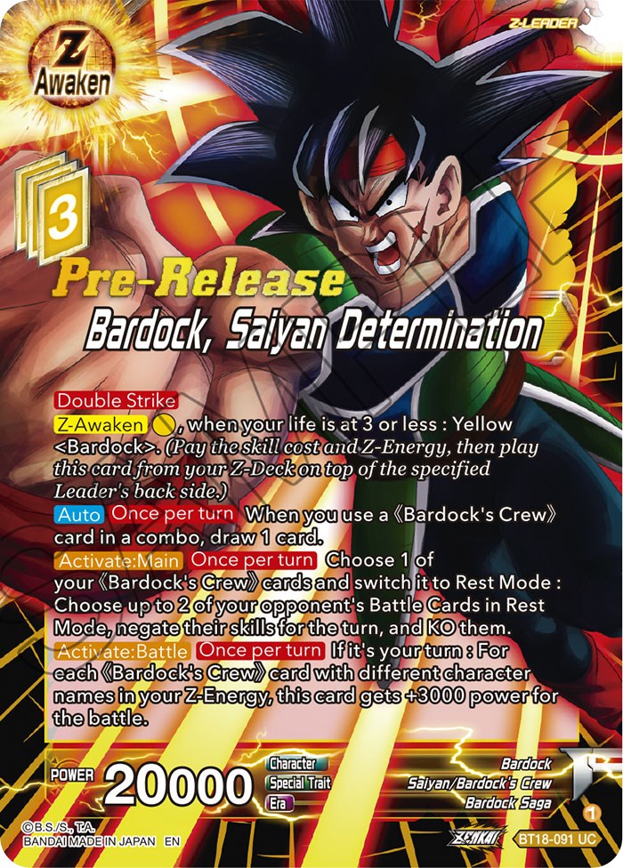 Bardock, Saiyan Determination (BT18-091) [Dawn of the Z-Legends Prerelease Promos] | Fandemonia Ltd