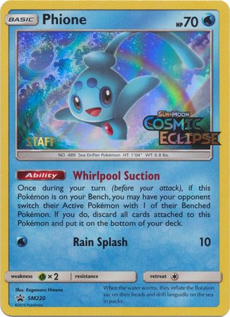 Phione (SM220) (Staff Prerelease Promo) [Sun & Moon: Black Star Promos] | Fandemonia Ltd