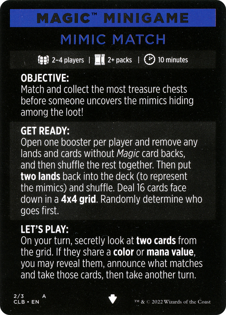 Mimic Match (Magic Minigame) [Commander Legends: Battle for Baldur's Gate Minigame] | Fandemonia Ltd