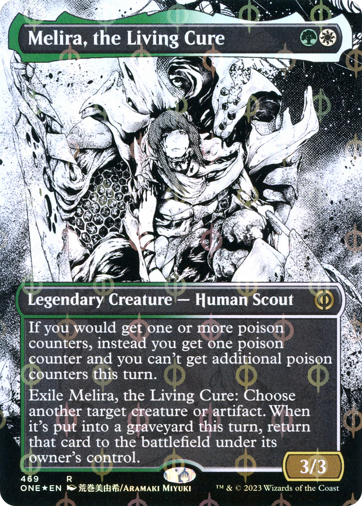 Melira, the Living Cure (Borderless Manga Step-and-Compleat Foil) [Phyrexia: All Will Be One] | Fandemonia Ltd