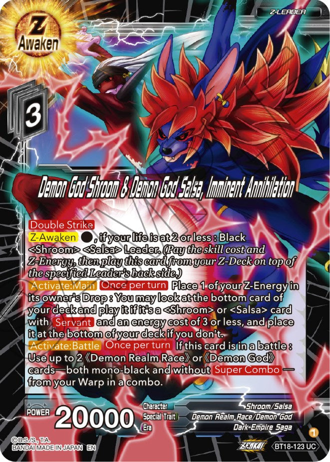 Demon God Shroom & Demon God Salsa, Imminent Annihilation (BT18-123) [Dawn of the Z-Legends] | Fandemonia Ltd