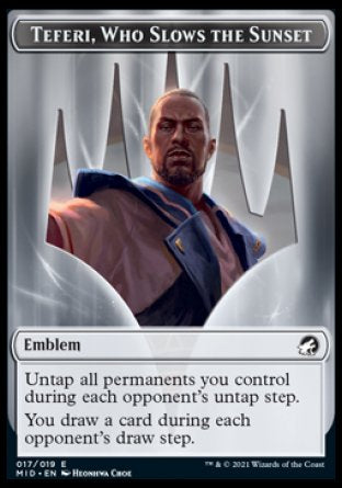 Teferi, Who Slows the Sunset Emblem [Innistrad: Midnight Hunt Tokens] | Fandemonia Ltd