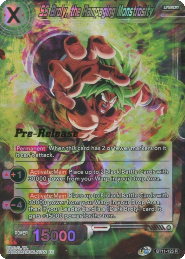 SS Broly, the Rampaging Monstrosity (BT11-125) [Vermilion Bloodline Prerelease Promos] | Fandemonia Ltd