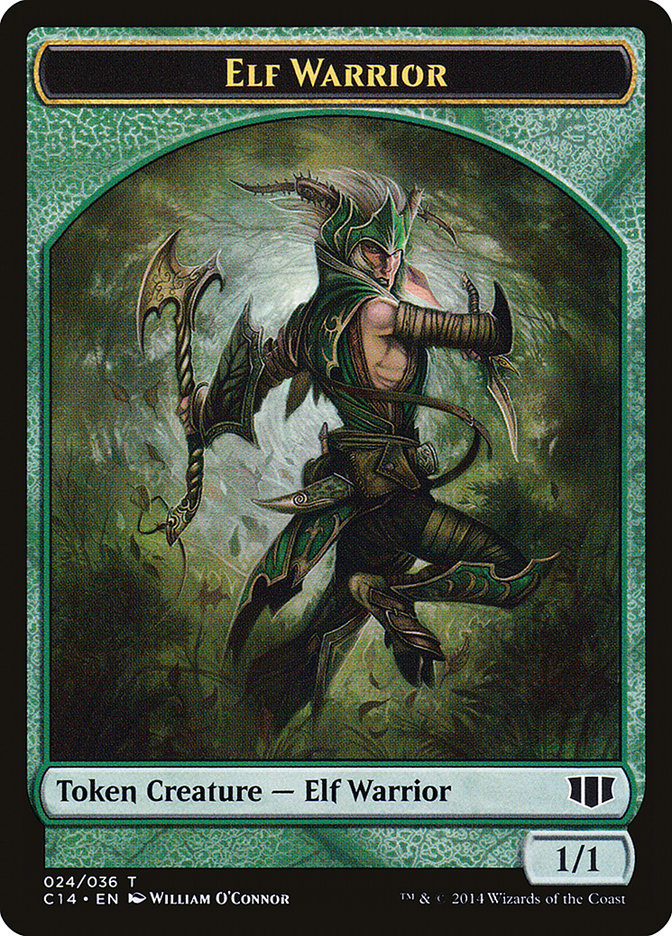 Elephant // Elf Warrior Double-sided Token [Commander 2014 Tokens] | Fandemonia Ltd