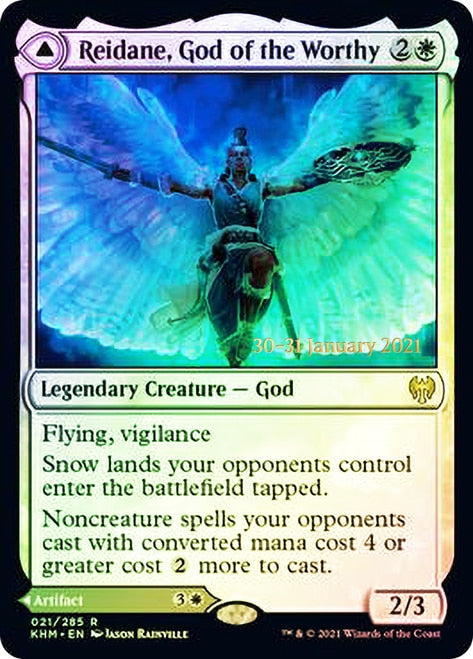 Reidane, God of the Worthy // Valkmira, Protector's Shield  [Kaldheim Prerelease Promos] | Fandemonia Ltd