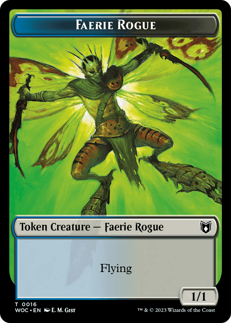 Faerie Rogue // Faerie (0016) Double-Sided Token [Wilds of Eldraine Commander Tokens] | Fandemonia Ltd