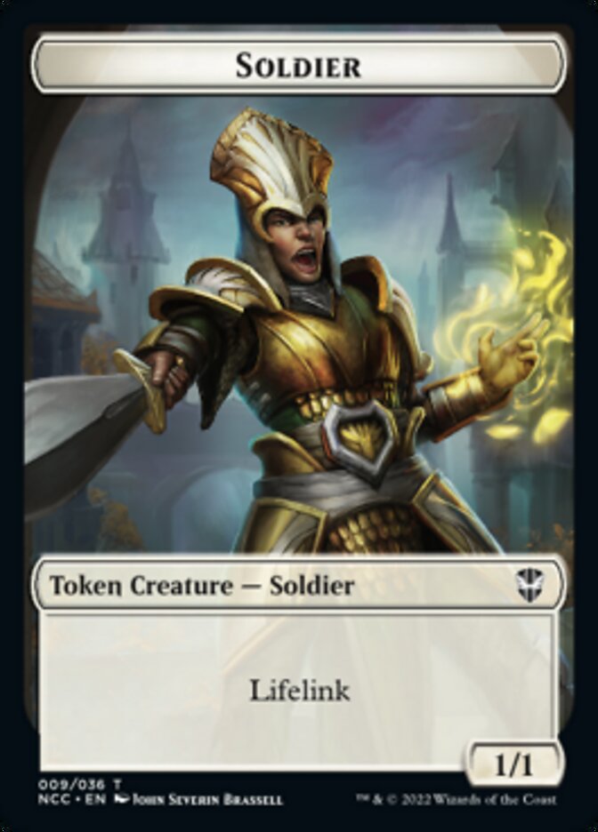 Soldier (09) // Cat Beast Double-sided Token [Streets of New Capenna Commander Tokens] | Fandemonia Ltd