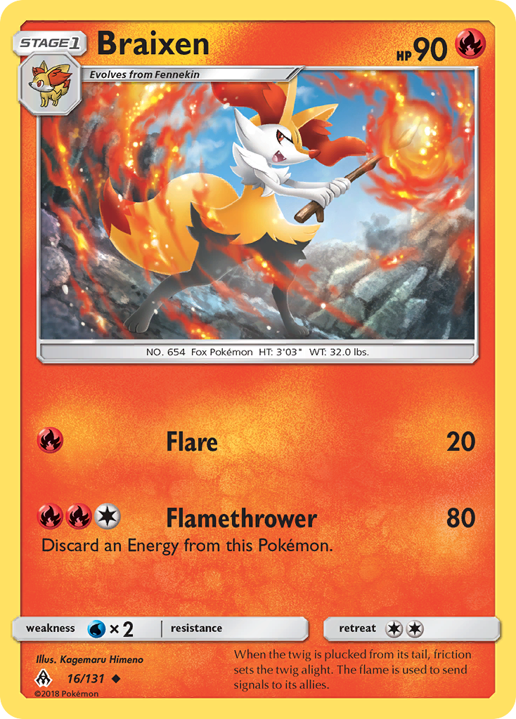 Braixen (16/131) [Sun & Moon: Forbidden Light] | Fandemonia Ltd