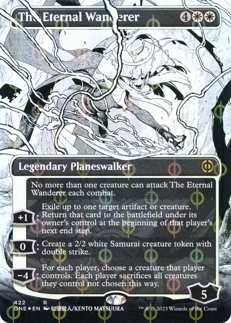 The Eternal Wanderer (Borderless Manga Step-and-Compleat Foil) [Phyrexia: All Will Be One] | Fandemonia Ltd