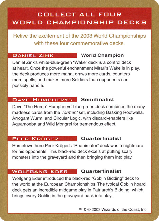 2003 World Championships Ad [World Championship Decks 2003] | Fandemonia Ltd