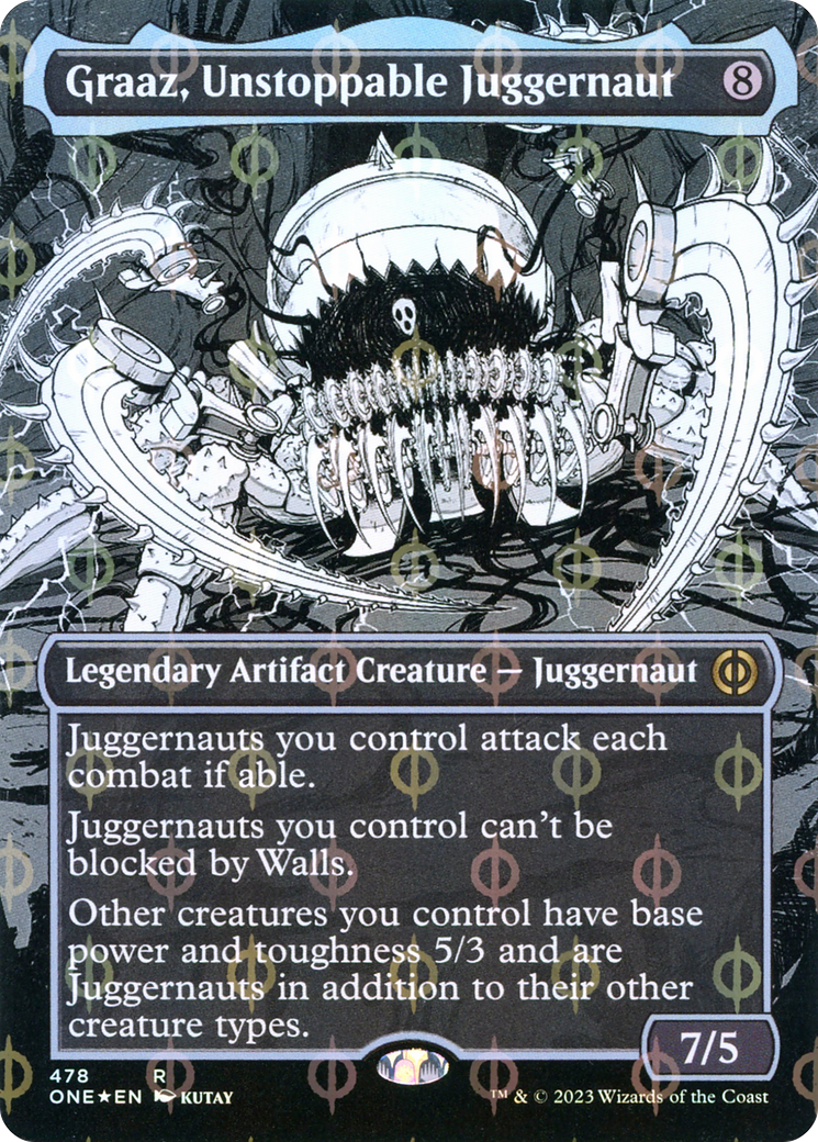 Graaz, Unstoppable Juggernaut (Borderless Manga Step-and-Compleat Foil) [Phyrexia: All Will Be One] | Fandemonia Ltd