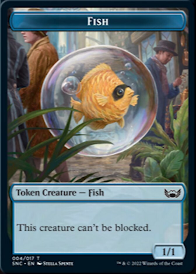 Fish // Rhino Warrior Double-sided Token [Streets of New Capenna Tokens] | Fandemonia Ltd