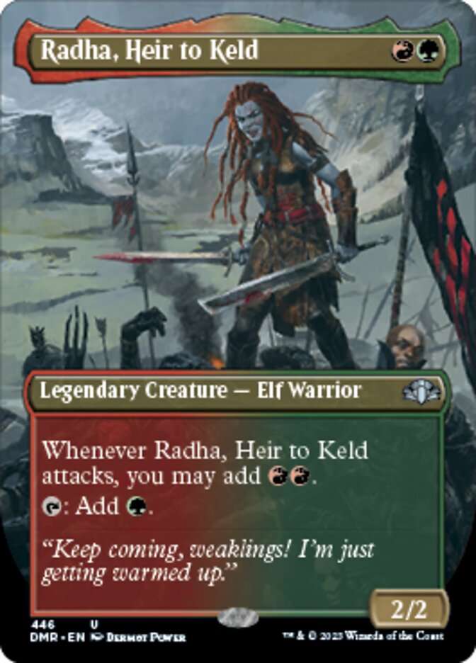 Radha, Heir to Keld (Borderless Alternate Art) [Dominaria Remastered] | Fandemonia Ltd