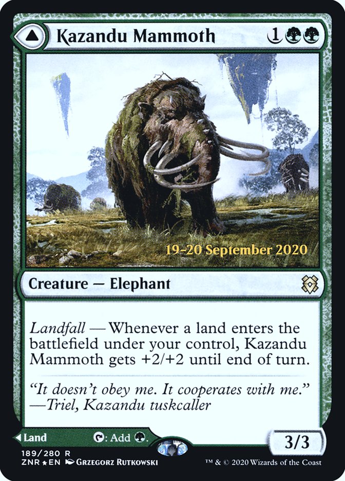 Kazandu Mammoth // Kazandu Valley  [Zendikar Rising Prerelease Promos] | Fandemonia Ltd