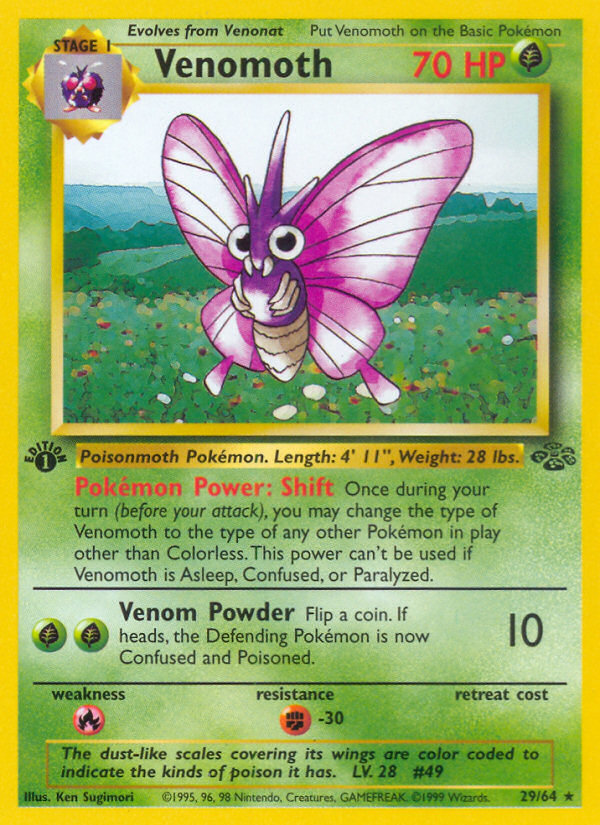 Venomoth (29/64) [Jungle 1st Edition] | Fandemonia Ltd