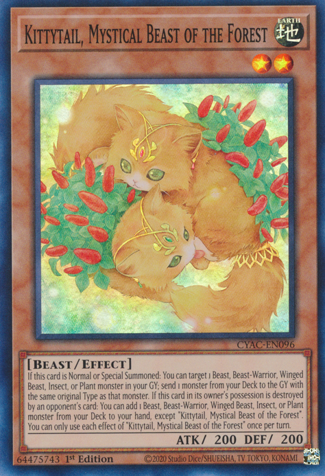 Kittytail, Mystical Beast of the Forest [CYAC-EN096] Super Rare | Fandemonia Ltd