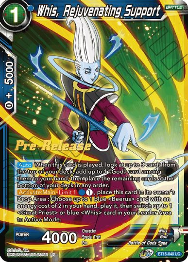 Whis, Rejuvenating Support (BT16-040) [Realm of the Gods Prerelease Promos] | Fandemonia Ltd
