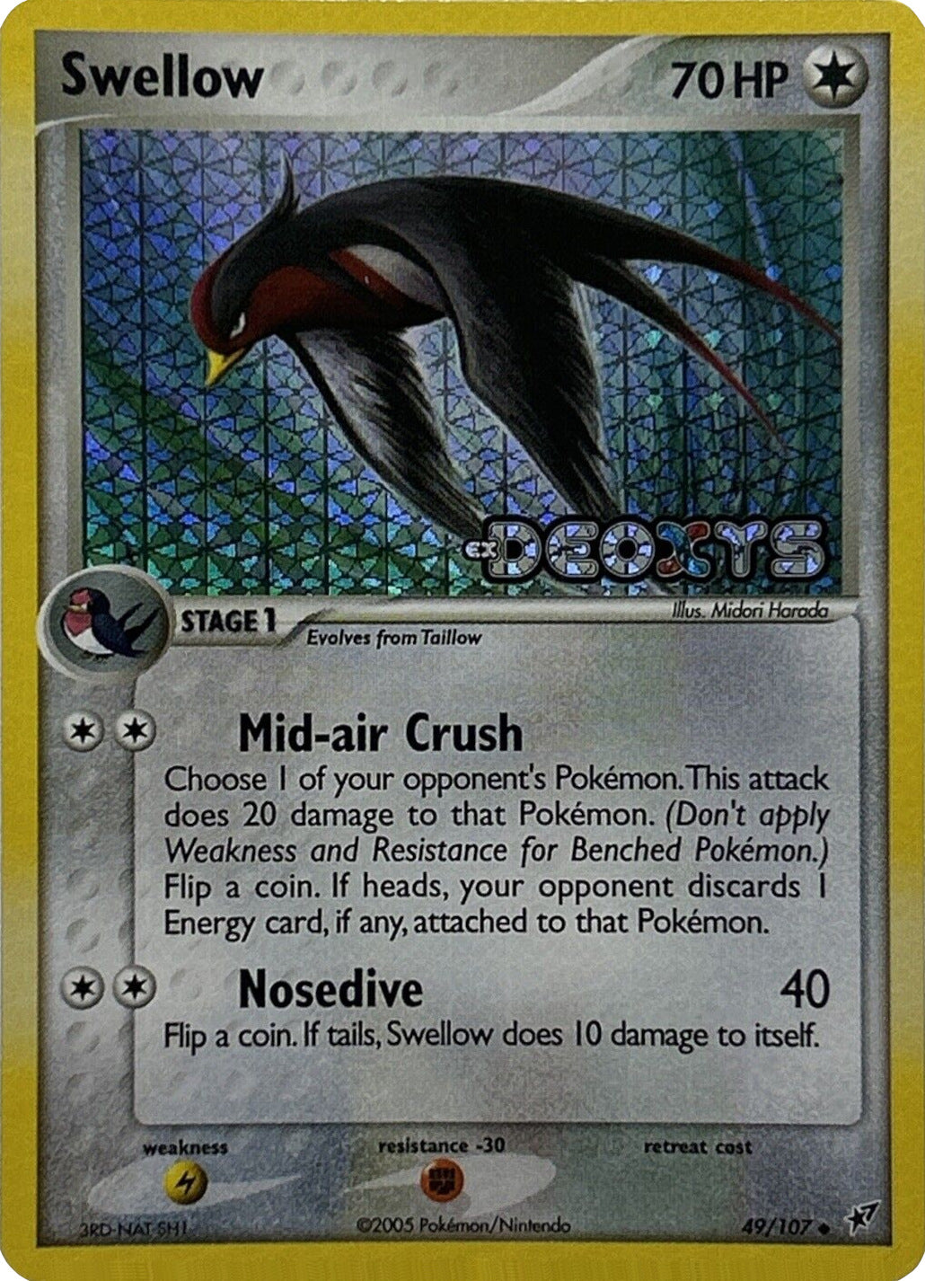 Swellow (49/107) (Stamped) [EX: Deoxys] | Fandemonia Ltd