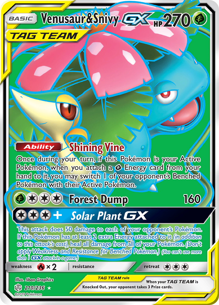 Venusaur & Snivy GX (210/236) [Sun & Moon: Cosmic Eclipse] | Fandemonia Ltd