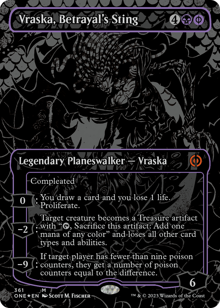 Vraska, Betrayal's Sting (Oil Slick Raised Foil) [Phyrexia: All Will Be One] | Fandemonia Ltd