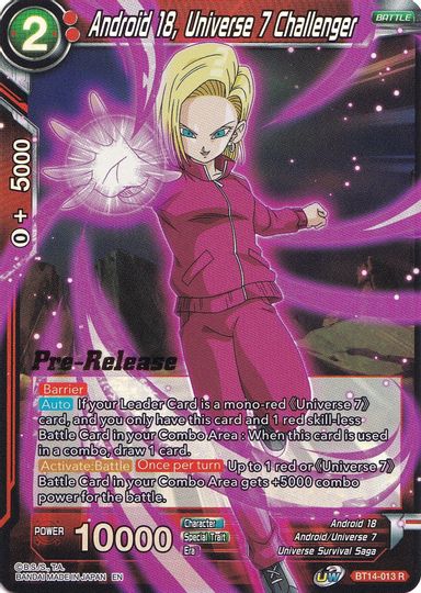 Android 18, Universe 7 Challenger (BT14-013) [Cross Spirits Prerelease Promos] | Fandemonia Ltd