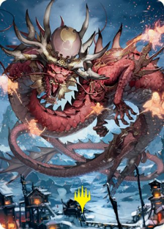 Atsushi, the Blazing Sky 2 Art Card (Gold-Stamped Signature) [Kamigawa: Neon Dynasty Art Series] | Fandemonia Ltd