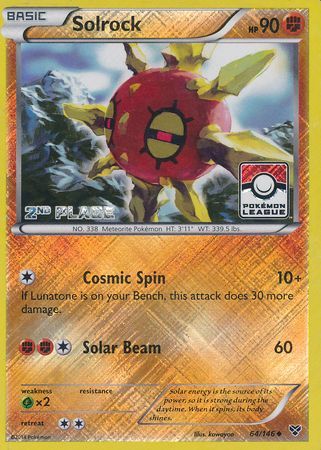 Solrock (64/146) (2nd Place League Challenge Promo) [XY: Base Set] | Fandemonia Ltd