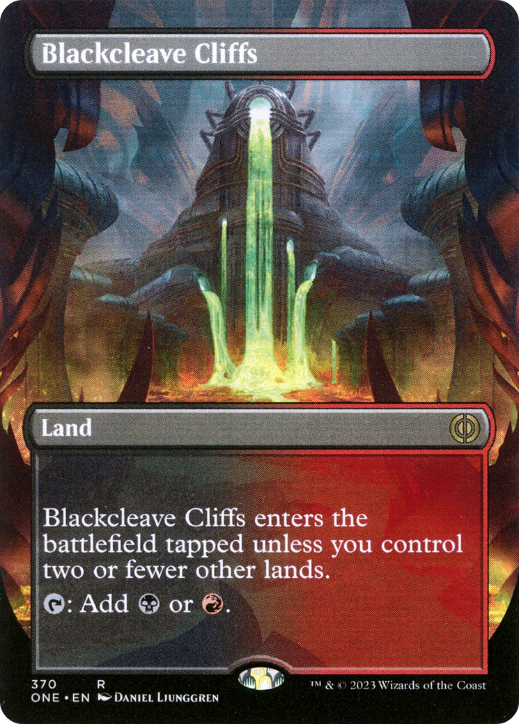 Blackcleave Cliffs (Borderless Alternate Art) [Phyrexia: All Will Be One] | Fandemonia Ltd