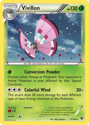 Vivillon (17/146) (Meadow Form/Pink Wings) (Cosmos Holo) [XY: Base Set] | Fandemonia Ltd