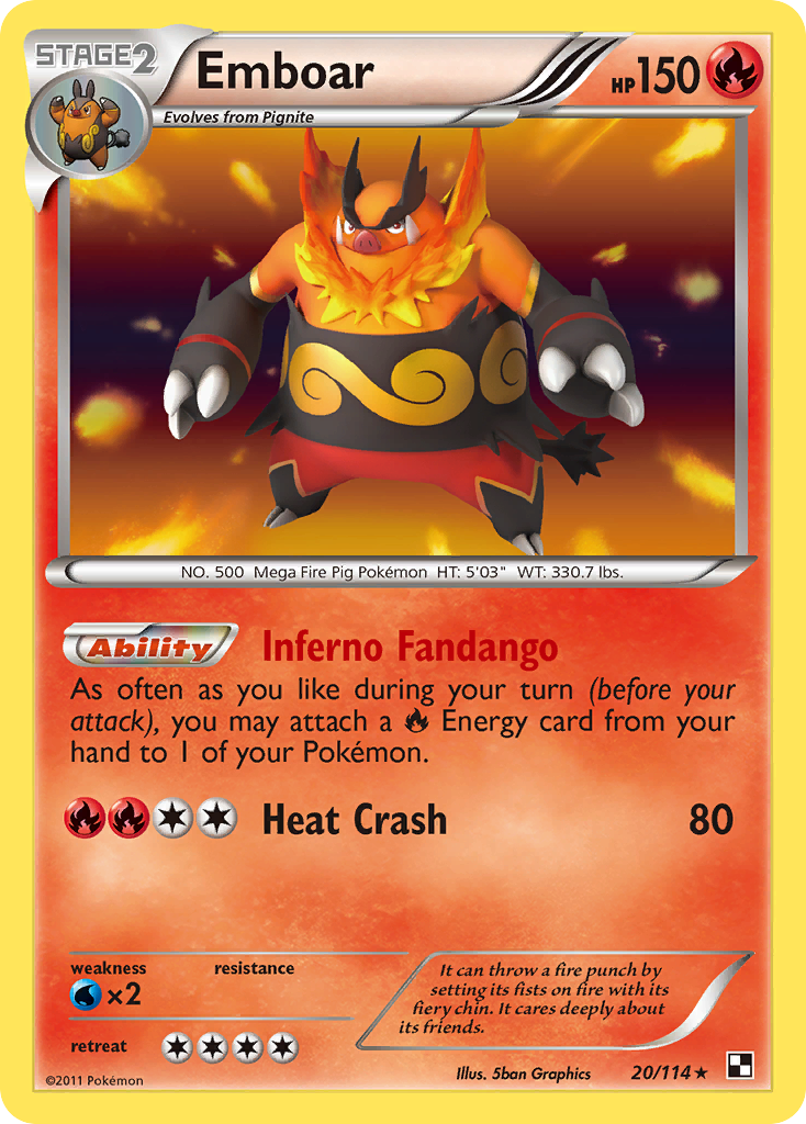 Emboar (20/114) [Black & White: Base Set] | Fandemonia Ltd