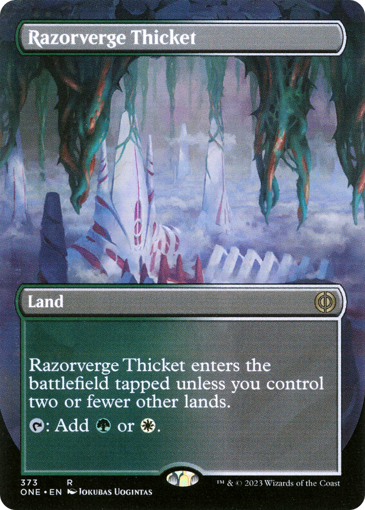 Razorverge Thicket (Borderless Alternate Art) [Phyrexia: All Will Be One] | Fandemonia Ltd