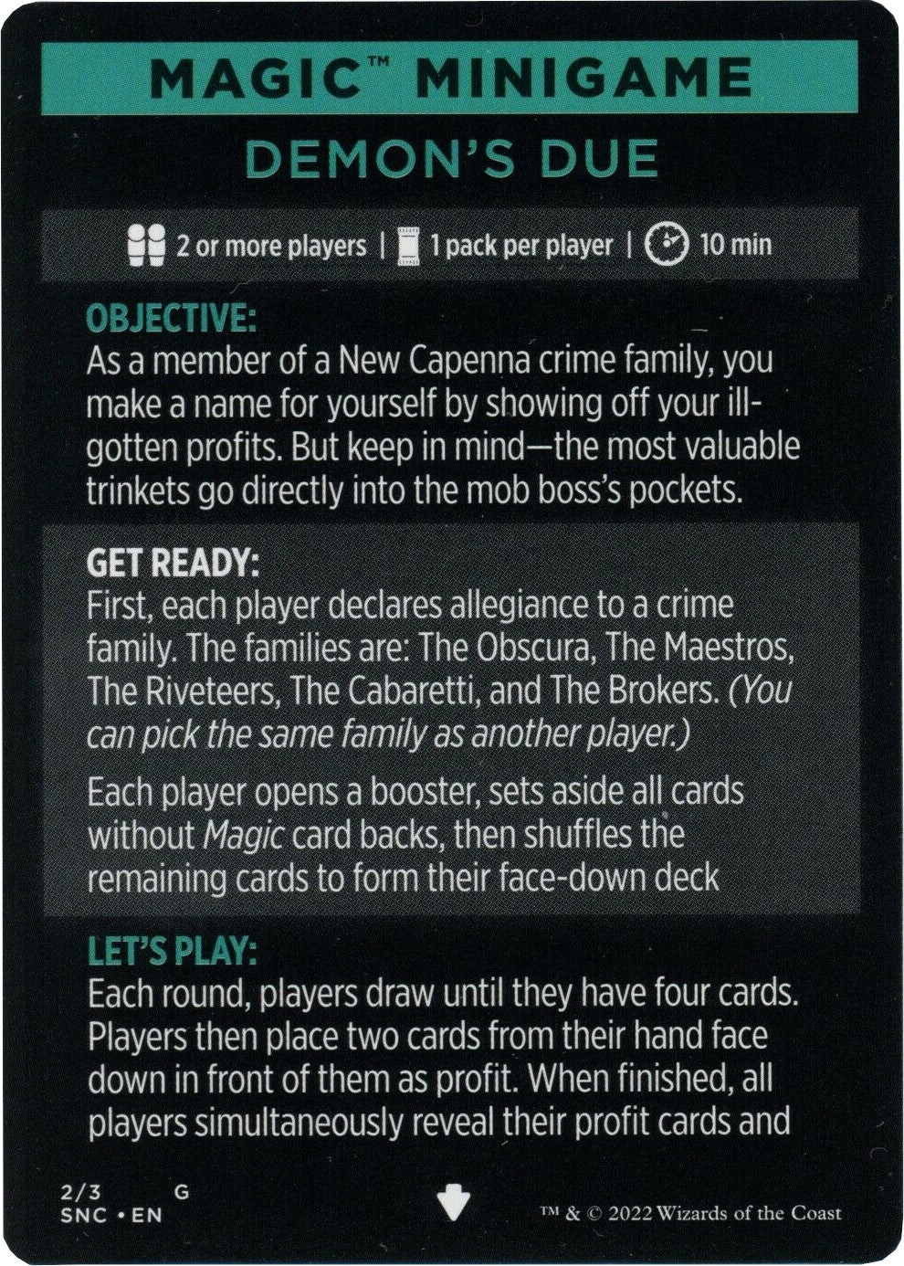 Demon's Due (Magic Minigame) [Streets of New Capenna Minigame] | Fandemonia Ltd