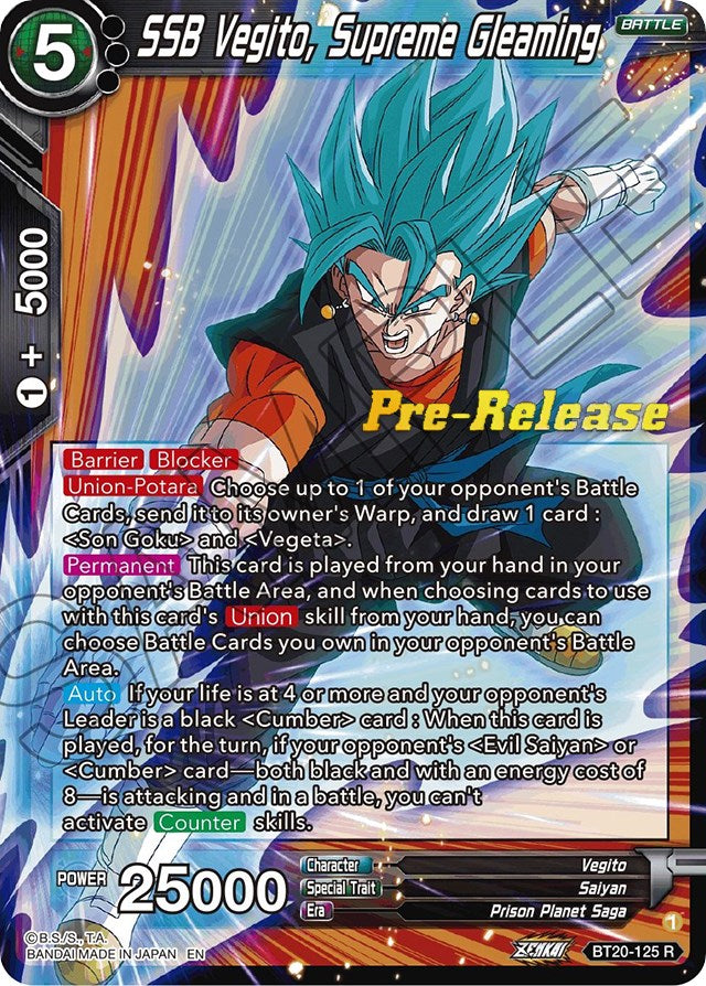 SSB Vegito, Supreme Gleaming (BT20-125) [Power Absorbed Prerelease Promos] | Fandemonia Ltd
