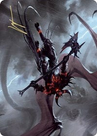 Burning-Rune Demon Art Card (Gold-Stamped Signature) [Kaldheim: Art Series] | Fandemonia Ltd