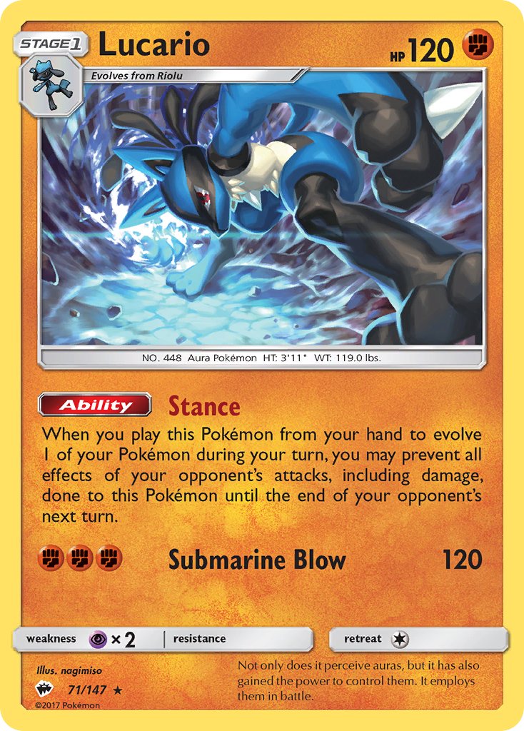 Lucario (71/147) (Theme Deck Exclusive) [Sun & Moon: Burning Shadows] | Fandemonia Ltd